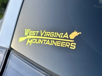 WVU Mountaineers Mosquete Vinilo Ventana Coche Calcomanía West Virginia Color Dorado Cepillado Foto 1 de 4