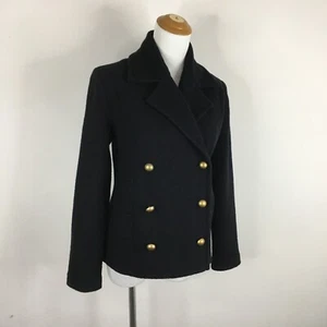 JOIE Damen Gr. XXS lockere/entspannte Passform schwarz 100% Wolle zweireihig Mantel Jacke - Bild 1 von 10