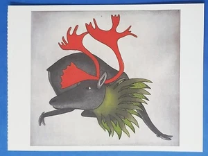 Postal Spring Caribou Inuit Art 6.5"x4.75" Qavavau Manumie - Imagen 1 de 2