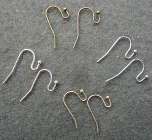 French Earring Hooks Findings Wires Earwires Jewellery Making Silver Gold Bronze - Picture 1 of 8