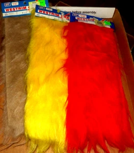 Lot of Vintage Westrim Faux Craft Fur 9 x 12 Tan, Yellow, Red long pile - Picture 1 of 2