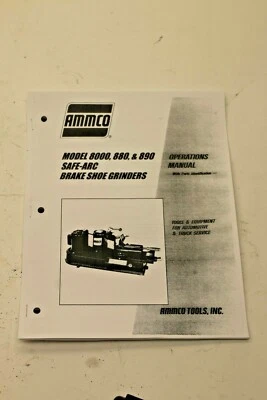 Ammco "Safe-Arc" Amoladora de zapatas de freno Manual de operación Arquero Arch-Ing Herramienta Foto 1 de 2