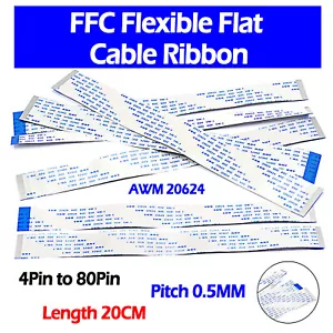 Passo nastro cavo piatto flessibile flessibile da 4 pin a 80 pin FFC 0,5 MM AWM 20624 lunghezza 20 cm - Foto 1 di 6