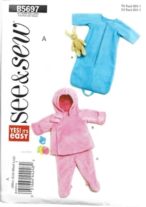 See & Sew Butterick Pattern #B5697-Infants Lined Bunting-Jacket-Pants Nbn-Lrg - Picture 1 of 1