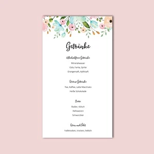 10 Menükarten zum Bedrucken "Weiße Hochzeit" Getränkekarten Hochzeit - Bild 1 von 5