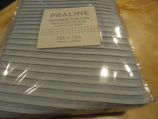 new solid Lite BLUE sewn horizonal lines ~ Luxury Fabric SHOWER CURTAIN~Praline