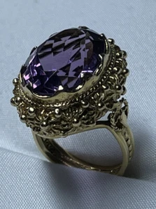 Impresionante anillo de cóctel vintage Kimberly oro 14K 12,8+ quilates amatista talla 6,5 - Imagen 1 de 9