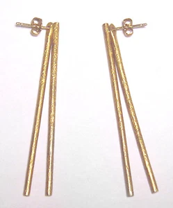 Coole MODERNIST Sterling 925 MINIMALISTISCHE strukturierte STICK Vermeil OHRRINGE - Bild 1 von 2