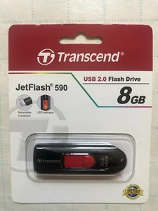 Transcend JetFlash 590 8GB  Fast Data transfer USB Flash Drive Red .New - Picture 1 of 1