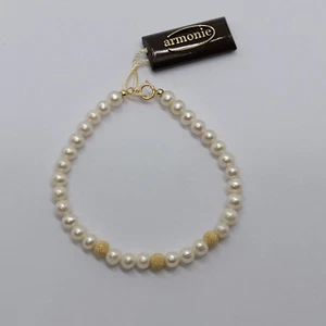 HARMONIE PERLENARMBAND 5-5,5mm VERSCHLUSS UND KUGELN AUS 18KT GELBGOLD (0557) - Bild 1 von 11