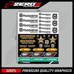PEGATINAS HUSQVARNA, PEGATINAS DE MOTOCROSS, HOJA DE PEGATINAS, PEGATINAS MX #ZTSS-HUS-04 - Imagen 1 de 1