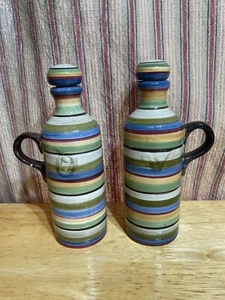 Tabletops Gallery Los Colores Oil & Vinegar 7 “ Tall Hand Painted Hand Crafted - Picture 1 of 5