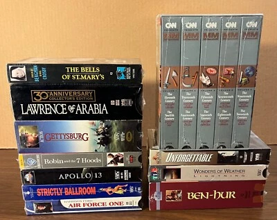 Lot of 11 New/sealed VHS Tapes-Air Force One, Strictly Ballroom, Apollo 13, more - Image 1 of 4