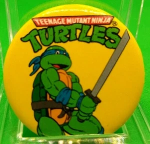 1.5" Vintage Adolescente Mutante Tortugas Ninja Leonardo Pin Insignia Mirage TMNT Dibujos Animados - Imagen 1 de 2
