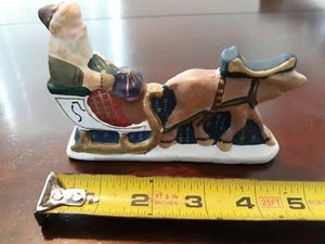 Hand Painted Santa Sleigh Reindeer Christmas Tree Ornament Figurine - Picture 1 of 6