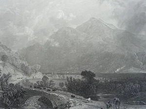 c1830s Antique Scotland Print DUNBARTON - INVERUGLAS BEN & LOCH LOMOND by Allom - Bild 1 von 2