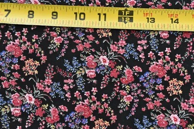 23" Long, Vintage, Pink & Lavender Floral on Black, Concord/Kesslers, P3199 - Image 1 of 4