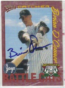 Brian O'Connor auto 2000 Michigan Battle Cats card bb #3180