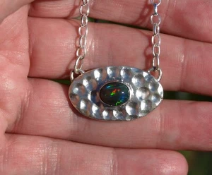 Large Opal and Silver Modernist necklace - Picture 1 of 5