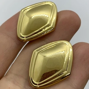 VINTAGE OHRRINGE MONET GLÄNZEND HOLDONE GEOMETRISCH MOD METALL HUGGIE CLIP SIGNIERT - Bild 1 von 7