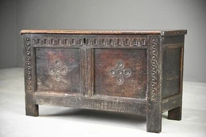 17th Century Oak Chest Coffer Blanket Box Storage William Mary English Oak - Picture 1 of 12