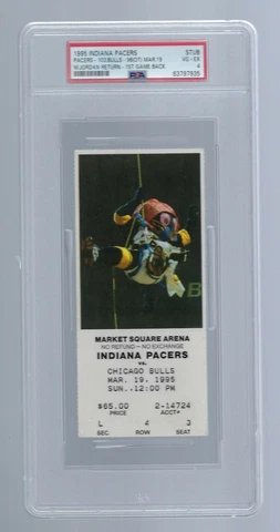 PSA 4 MICHAEL JORDAN  "I'm Back" 1995 CHICAGO BULLS @ PACERS GAME TICKET STUB Cover
