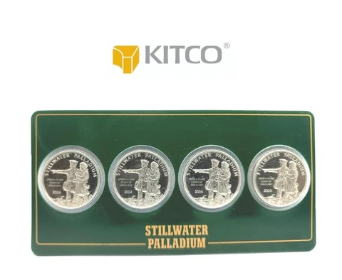 Vintage STILLWATER PALLADIUM 4x1/4 oz Fine Palladium Rounds .9995 J&M #000587 Cover