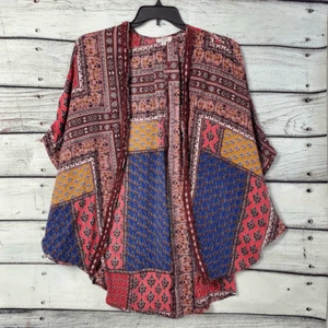 Umgee USA Boho Kimono Cardigan S/M Patchwork Paisley Print vorne offen leicht - Bild 1 von 8
