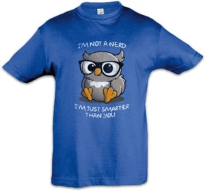 I'm Not A Nerd Kids Boys T-Shirt Owl Geek Glasses Computer Scientist Gamer Fun - Picture 1 of 1
