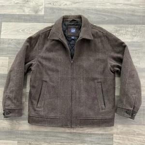 VTG Gap Wool Quilted Lined Bomber Jacket Size Men’s LARGE Full Zip Brown - Picture 1 of 11