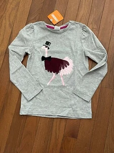 Gymboree Girls Gray Dancing Ostrich Top Shirt Tee Size 7 New with Tags - Picture 1 of 9