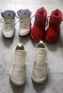 Boys, Girl Tennis Shoes, Lot of 3 Pairs, JORDAN, 1, ADIDAS, 13, UGG, 1, White, - Picture 1 of 24