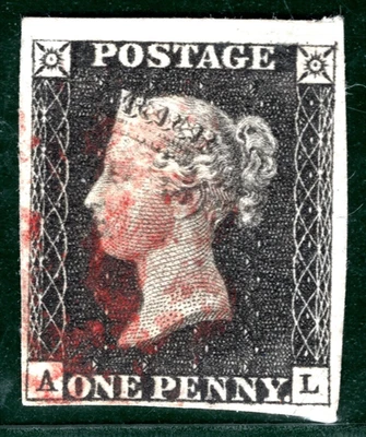 PENNY GREY-BLACK 1840 QV SG.3 1d Plate 1a (AL) Red MX Spec AS2 Cat £375 YOR103 - Image 1 of 4