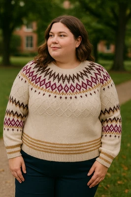 Suéter Sundance Fair Isle mezcla de lana suéter cuello redondo para mujer talla XXL Foto 1 de 4