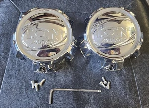 ION ALLOY WHEELS CENTER CAPS (2) WITH SCREWS AND TOOL CHROME C101713-CAP 5 LUG - Picture 1 of 5