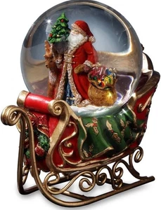 San Francisco Music Box Company Weihnachtsmann mit Rentier und Schlitten Wasserkugel - Bild 1 von 8