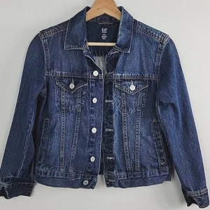 Gap Denim Kids Blue Distressed Jean Button-Up Jacket Size Large (10-11) - Picture 1 of 15