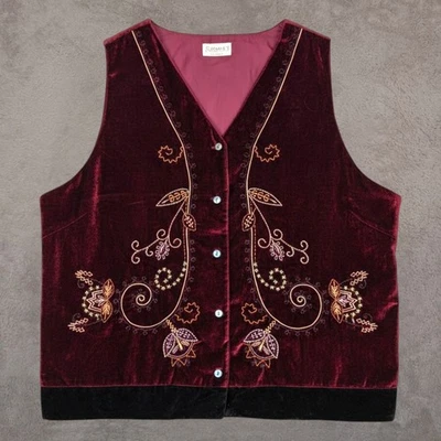 Chaleco Bordado Terciopelo Ciervo Blanco De Colección Fairy Grunge Whimsigoth Años 90 14W/16W Foto 1 de 4