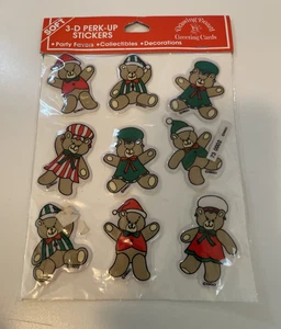 Zeichenbrett Weihnachten Teddybär Puffy 3D Perk-Up Aufkleber Vintage 1982 - Bild 1 von 4