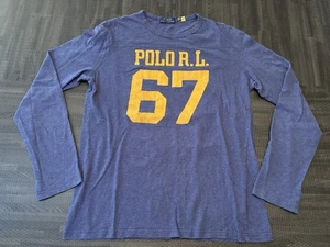 Polo Ralph Lauren Herren Small RL 67 Six Seven Graphic Blau Gelb Langarm - Bild 1 von 14