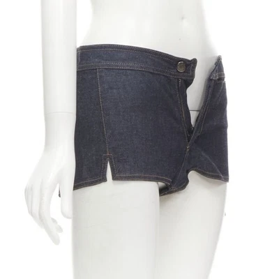 GUCCI TOM FORD 2000 Runway indigo blue extreme high rise hot pants IT38 XS - Image 1 of 4