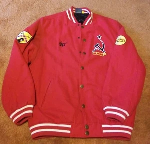 Men's Official Polo Club Star Company Varsity Jacket Red Wool Blend CCCP XL Rare - Picture 1 of 12