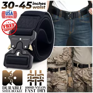 Tactical Waist Belt Include Metal Buckle Black 30-45 Inch Black - Picture 1 of 8