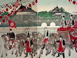 PFERDE SOLDATEN Militaria JAPANISCHER DRUCK Gravur JAPAN Abzug zum Identifizieren - Bild 1 von 3