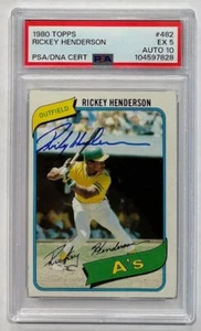 1980 TOPPS RICKEY HENDERSON AUTO #482 PSA 5 AUTO 10 - Picture 1 of 2