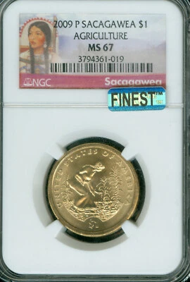 2009 P SACAGAWEA LOGO DÓLAR NGC MS67 PQ MAC Finest Business Strike Mac impecable Foto 1 de 2