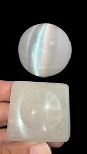 Selenite Crystal Sphere + Stand, LARGE 60 mm (Polished Selenite Crystal Healing) - Picture 1 of 11