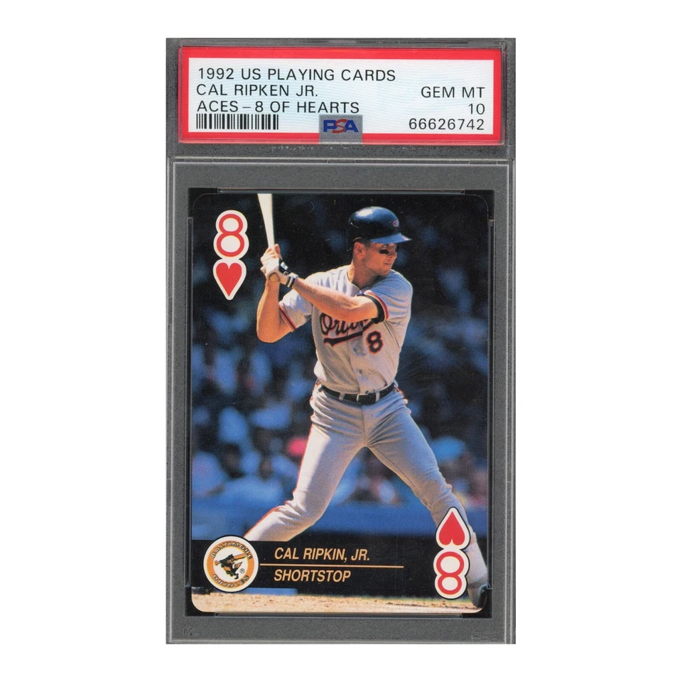 1992 U.S. Playing Cards Aces 8 Hearts Cal Ripken PSA 10 gem mt mint hof pop 14  - Image 1 of 2