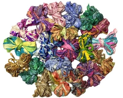 45+colors Recycled Sari Silk Ribbon Yarn Multicolored - Image 1 of 3