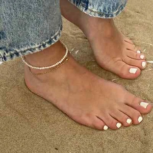 Natural Freshwater Pearl Beaded Ankle Bracelet Women Dainty Minimalist Anklet - Picture 1 of 4